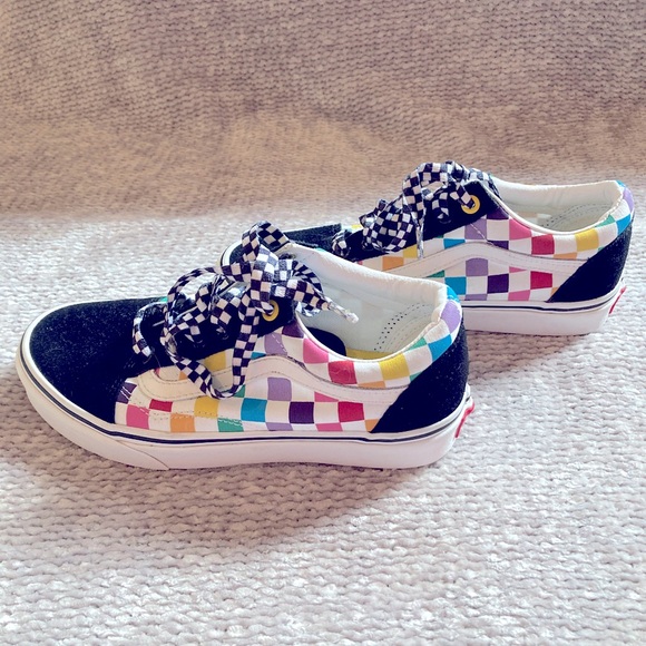 Vans Old Skool Rainbow Checkerboard Skate Sneakers Women's 6.5 Men’s 5 - Picture 5 of 11